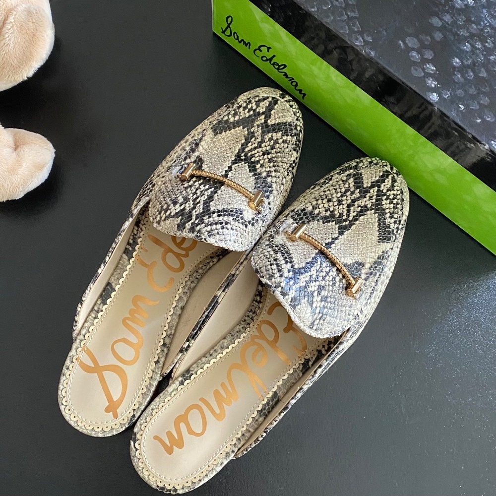 Sam Edelman Laurna Snake Embossed Metal Bit Mules